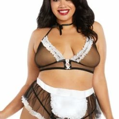 Dreamgirl Plus Very Sheer Mesh Maid Bedroom Costume