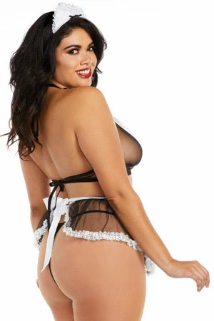 Dreamgirl Plus Very Sheer Mesh Maid Bedroom Costume 3 Dreamgirl Plus Very Sheer Mesh Maid Bedroom Costume - Image 2