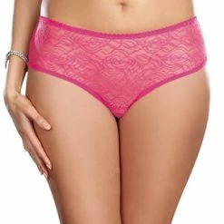 Dreamgirl Hot Pink Crotchless Lace Diva Panty