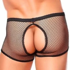 Male Power Black Open Back Mesh Short