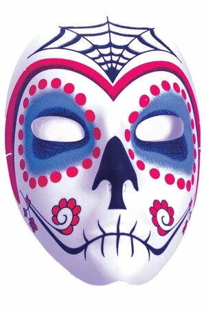 Underwraps Costumes Red & Blue Sugar Skull Mask 3 Underwraps Costumes Red & Blue Sugar Skull Mask