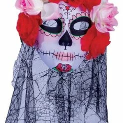 Underwraps Costumes Pink Rose Sugar Skull Mask