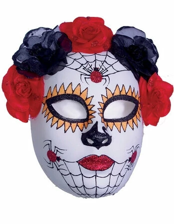 Underwraps Costumes Red Spider Sugar Skull Mask 3 Underwraps Costumes Red Spider Sugar Skull Mask