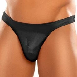 Male Power Mens Black Satin Bong Thong