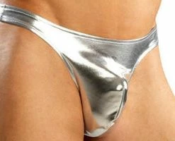 Male Power Shiny Silver Bong Thong