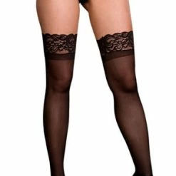 Dreamgirl Sheer Thigh High Diva Stockings With Lace Top