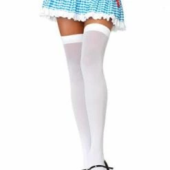 LEG AVENUE White Opaque Diva Thigh High