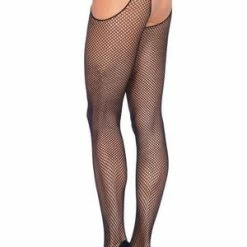 LEG AVENUE Plus Size Black Fishnet Suspender Diva Pantyhose -Lingerie Diva shop 1760642 300x