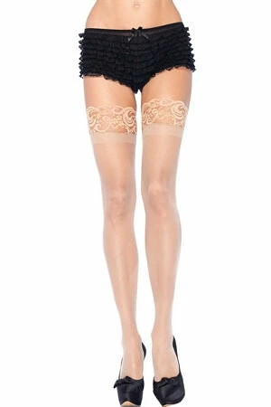 LEG AVENUE Queen Sheer Thigh High Stockings With Lace Top 4 LEG AVENUE Queen Sheer Thigh High Stockings With Lace Top - Image 2