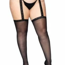 LEG AVENUE Black Back Seam Diva Garter Belt Stocking