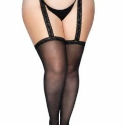 LEG AVENUE Black Back Seam Diva Garter Belt Stocking -Lingerie Diva shop 1766Q 03 001 300x