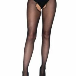 LEG AVENUE Plus Mercedes Sheer Crotchless Pantyhose