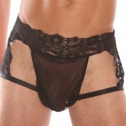 Velvet Kitten Men's Black Lace G-String Garter Short 7 Velvet Kitten Men's Black Lace G-String Garter Short -Lingerie Diva shop 3501VK BLACK 1 300x