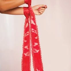 Seven 'til Midnight Eyelash Lace Bondage Tie Set -Lingerie Diva shop 40138 red 2 300x