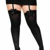 LEG AVENUE Plus Black Opaque Diva Thigh High With Bow -Lingerie Diva shop 6255Q 01 001 300x
