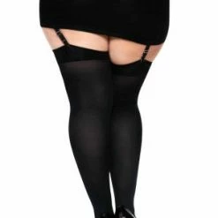 LEG AVENUE Plus Black Opaque Diva Thigh High With Bow 6 LEG AVENUE Plus Black Opaque Diva Thigh High With Bow -Lingerie Diva shop 6255Q 02 001 300x