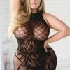 Yelete Plus Diamond Fishnet High Neck Bodystocking -Lingerie Diva shop 818JT201Q l 300x