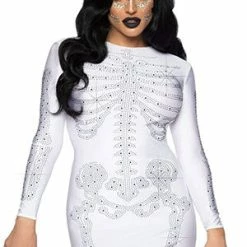 LEG AVENUE Rhinestone Skeleton White Dress