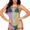 LEG AVENUE Rainbow Fishnet Strapless Romper -Lingerie Diva shop 89249 1 300x