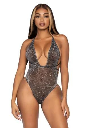 LEG AVENUE Convertible Plunging Rhinestone Teddy 3 LEG AVENUE Convertible Plunging Rhinestone Teddy