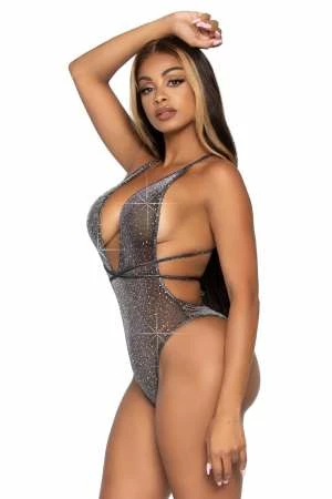 LEG AVENUE Convertible Plunging Rhinestone Teddy 5 LEG AVENUE Convertible Plunging Rhinestone Teddy - Image 3