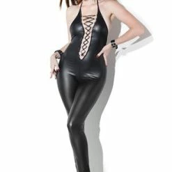 Coquette Wet Look Halter Jumpsuit