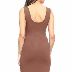 Yelete Taupe Scoop Neckline Body-Con Dress -Lingerie Diva shop DRS003 TAP 3 l 300x