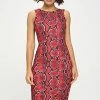 Yelete Red Scarlet Snakeskin Midi Bodycon Dress -Lingerie Diva shop DRSPT064 RED l 300x