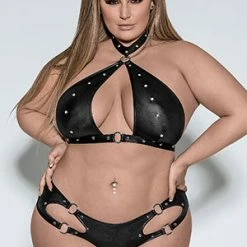 Male Power Plus Choker Bra And Mini Short Set