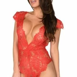 Velvet Kitten Red Hot Deep V Teddy -Lingerie Diva shop lg 3485vk red hot teddy 3 300x