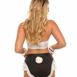 Velvet Kitten Teasing Tux Bunny Costume -Lingerie Diva shop lg 6807VK black white bunny costume set croptop panty ears tie stockings back 300x