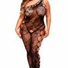Baci Queen Asymmetric Bodystocking -Lingerie Diva shop lg BLW5003Qbc asymmetric floral bodystocking front 300x