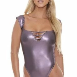 Shirley Of Hollywood Purple Matte Lamé Teddy